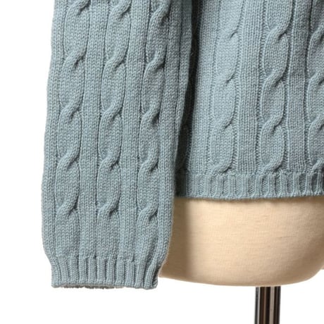 インポートブランド import brand HAWICO Scotland（ホイコ スコットランド）アラン編みカーディガン カシミア アイスブルー