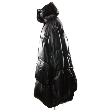 エムエムシックス メゾンマルジェラ MM6 MAISON MARGIELA ロングダウンコート エコレザー ブラック