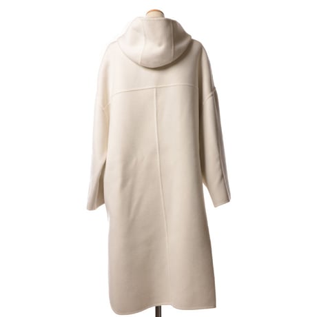 アニオナ AGNONA フード付きロングコート カシミア一枚仕立て アイボリーベージュ