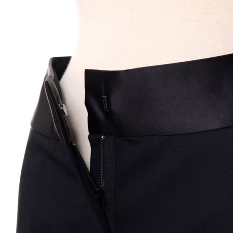 ラフシモンズ RAF SIMONS ワイドパンツ コットン混合 ブラックサテン