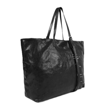アンドゥムルメステール ann demeulemeester プリント入りトートバッグ ヴィンテージレザー ブラック 正規取扱