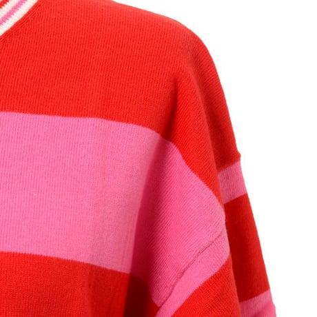 ソニアリキエル SONIA RYKIEL 半袖ボーダーセーター コットンカシミアニット ルージュピンク