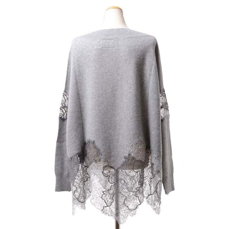 エルマノシェルビーノ ermanno scervino ワイドレース長袖セーター カシミア ライトグレー