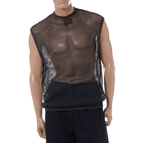 ラフシモンズ RAF SIMONS Sleeveless net top スリーブレス　 コットン ダークグレー