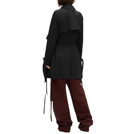 アンドゥムルメステール ann demeulemeester ミディ丈トレンチドレープコート コットン ブラック 正規取扱