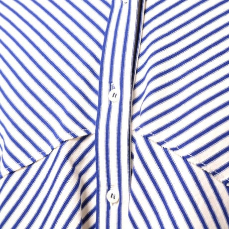 インポートブランド import brand メゾンジェジア MAISON JEJIA 2重襟ワイドブラウス コットン ブルーストライプ