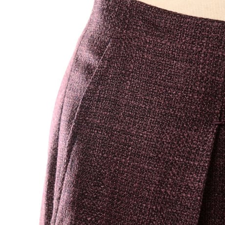 アニオナ AGNONA タックベルトパンツ ウールシルク パープルミックス
