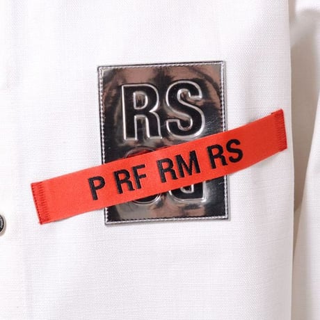 ラフシモンズ RAF SIMONS テープパッチキャリーオーバーデニムシャツ コットン クリーム