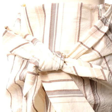 ブルネロクチネリ Brunello Cucinelli 変形スカート コットンリネン ストライプ