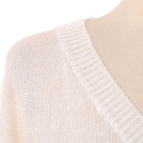 ブルネロクチネリ Brunello Cucinelli Vネックセーター リネンシルク ホワイト 正規取扱
