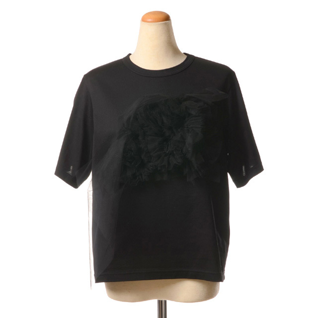 チカ キサダ chika kisada チュール付きTシャツ コットン ブラック