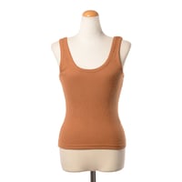 テラ TELA リブタンクトップ ノースリーブ コットンストレッチ レディースブラウン