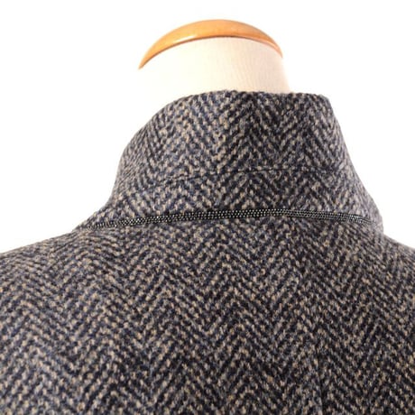 ブルネロクチネリ Brunello Cucinelli ノーカラージャケットベルト付き ウール混合 ツィード