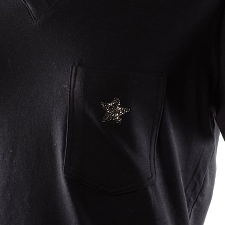 インポートブランド import brand ロレーナアントニアッツィ Vネックポケット付きTシヤツ コットンストレッチ ブラック