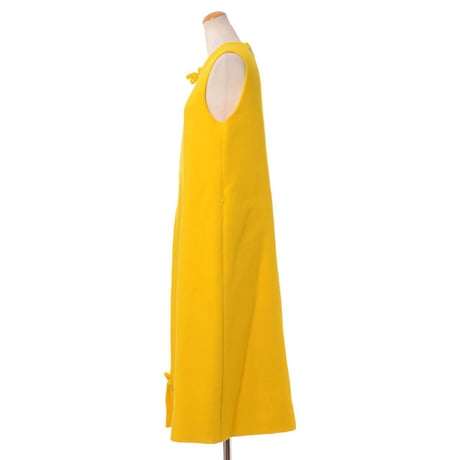 ラフシモンズ RAF SIMONS リボンジップノースリーブドレス フラノ イエロー
