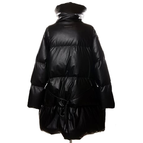 エムエムシックス メゾンマルジェラ MM6 MAISON MARGIELA ロングダウンコート エコレザー ブラック