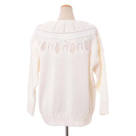 エルマノシェルビーノ ermanno scervino 刺繍ニット コットンセーター ホワイト