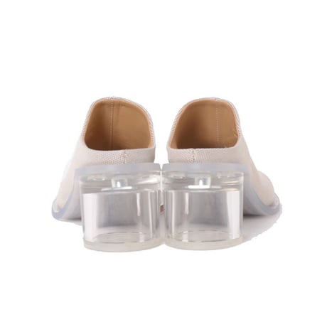エムエムシックス メゾンマルジェラ MM6 MAISON MARGIELA スリッポンミュール ナイロンやレザー ライトグレー