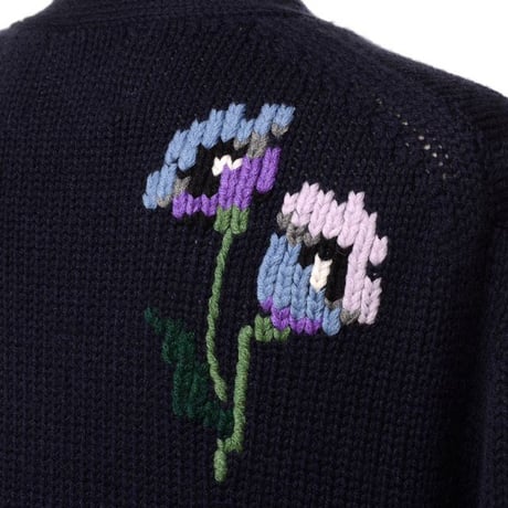 インポートブランド import brand マーロ malo Vネック刺繍カーディガン カシミア ネイビー