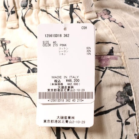 インポートブランド import brand ホワイトサンド WHITE SAND ウエストゴムワイドパンツ コットンリネン プリント