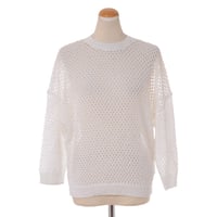 ペゼリコ PESERICO 七分袖セーター 透かし編みスパンコール ホワイト
