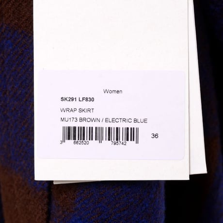ルメール LEMAIRE ラップスカート ウールフラノ ブルーブラウンチェック
