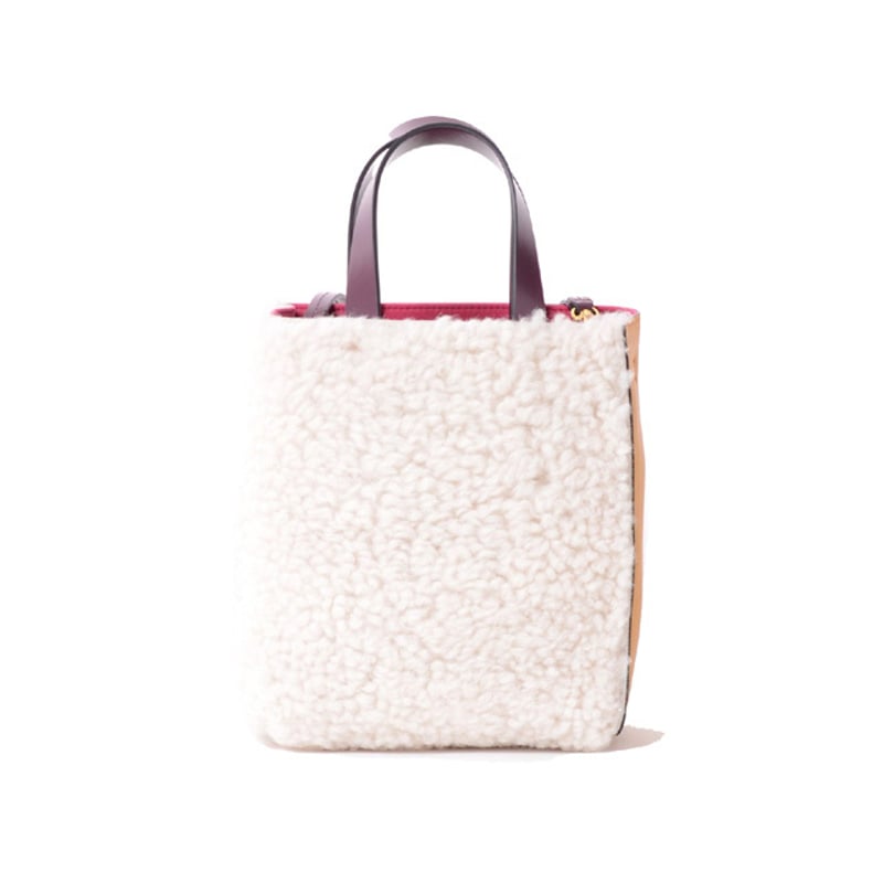 マルニ Marni MUSEOソフトニューミニバッグ ムートンレザー ホワイト  