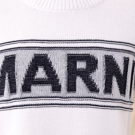 マルニ Marni ラウンドネックロゴ入りセーター コットンニット リリーホワイト