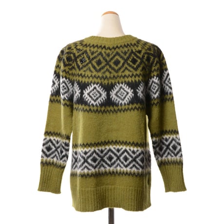 エルマノシェルビーノ ermanno scervino ノルディック柄カーディガン アルパカなど カーキ