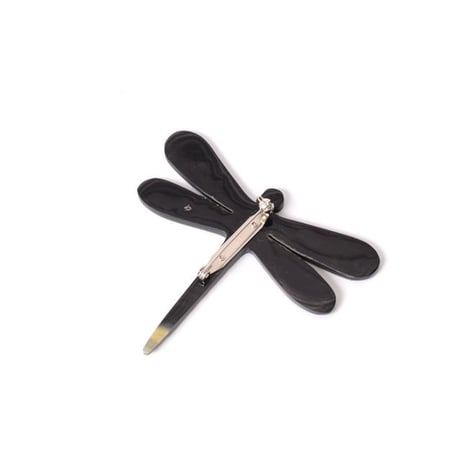 ランドシヌール L'Indochineur ドラゴンフライブローチ 水牛など マーブルブラック