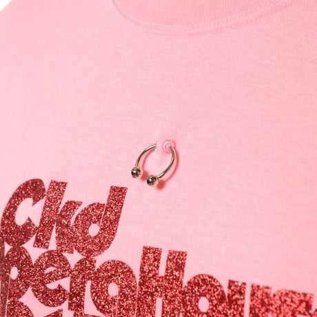CHIKA KISADA チカキサダ ラメロゴTシャツ コットン 半袖 レディース　ピンク