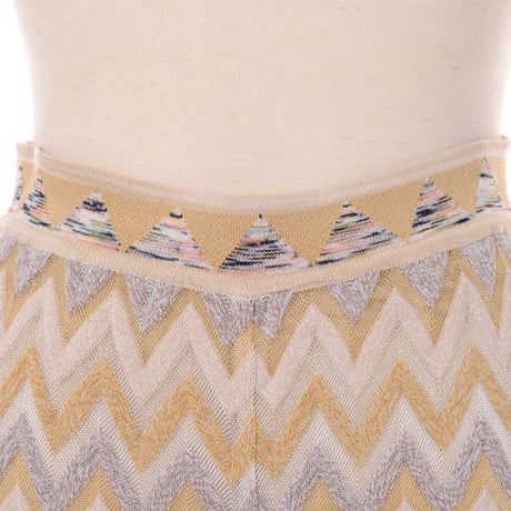 ミッソーニ Missoni 織柄パンツ コットンニット ベージュイエロー