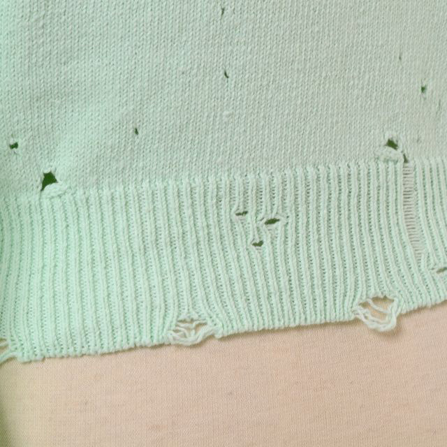 ミハラヤスヒロ MIHARAYASUHIRO 穴開きセーター コットン ミント