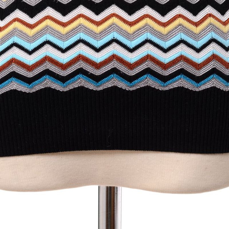 ミッソーニ Missoni 丸襟セーター コットンミックス マルチボーダー 