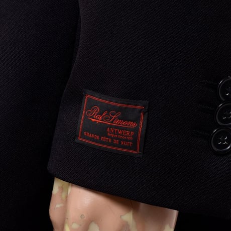 ラフシモンズ RAF SIMONS Classic doublebrested coat with uniform pockets リサイクルポリエステル ブラック