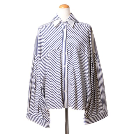 インポートブランド import brand メゾンジェジア MAISON JEJIA 2重襟ワイドブラウス コットン ブルーストライプ