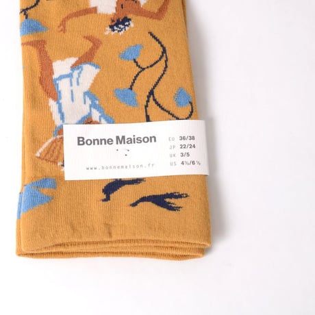 ボンヌメゾン Bonne Maison ミュージシャンズソックス コットンストレッチ オークル