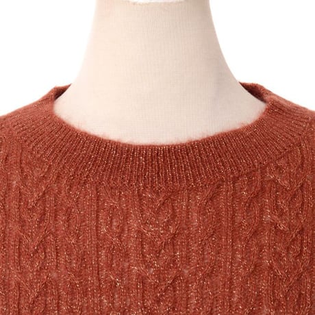 ブルネロクチネリ Brunello Cucinelli ラメ糸ケーブルニットセーター ラメ糸 テラコッタ