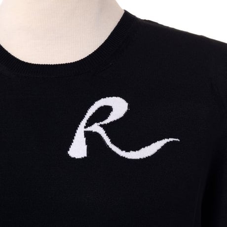 ロシャス ROCHAS Rインターシャロゴセーター レーヨンなど ブラック