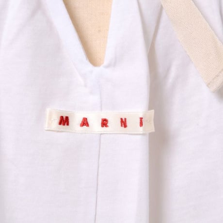 マルニ Marni リボン付きカットソー オーガニックコットン ホワイト