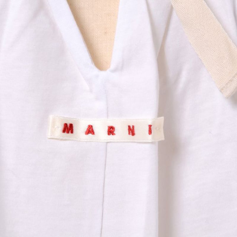 マルニ Marni リボン付きカットソー オーガニックコットン ホワイト 