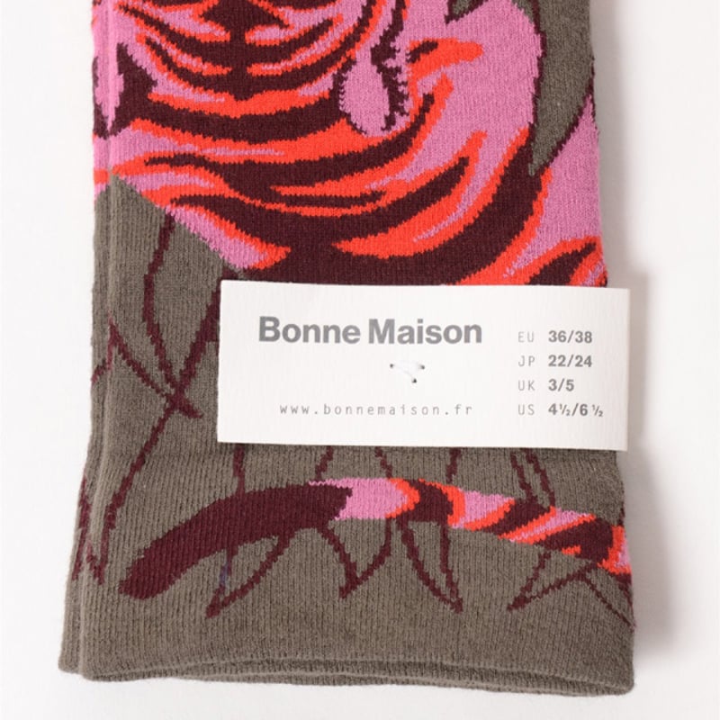 ボンヌメゾン Bonne Maison タイガー虎柄ソックス コットン