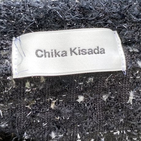 チカ キサダ chika kisada ノーカラーペプラムニットジャケット ミックス ブラック 正規取扱