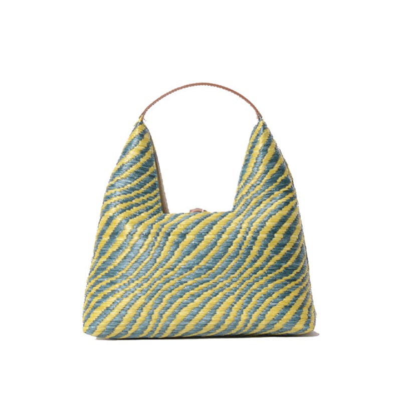 マルニ Marni Trapeze ミニトップハンドルバッグ 波模様のラフィア
