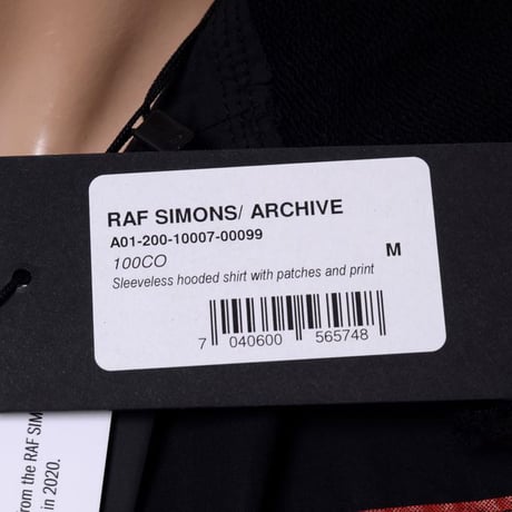ラフシモンズ (RAF SIMONS) ARCHIVE REDUX Sleeveless hooded shirt with patches and print