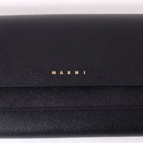マルニ Marni ボタン付き長財布 サフィアーノレザー ブラック