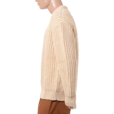 ラフシモンズ RAF SIMONS Bulky pearl ribbed roundneck sweater ウール アイボリー