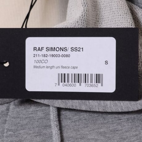 ラフシモンズ RAF SIMONS ミディアムレングスフリースケープ コットン グレー