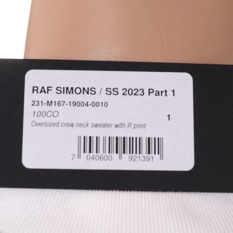 ラフシモンズ RAF SIMONS Oversized crew neck sweater with R print コットン ホワイト