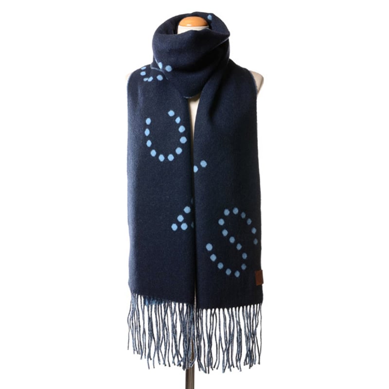 ステラマッカートニー stella mccartney ロゴスカーフ ウール ネイビー